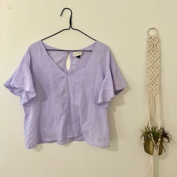 short sleeve ruffle blouse